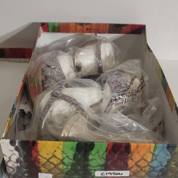 Falchi by Falchi Natalie Dress Heel Sandal Multicolored Light Gold 8 M - Picture 9 of 10